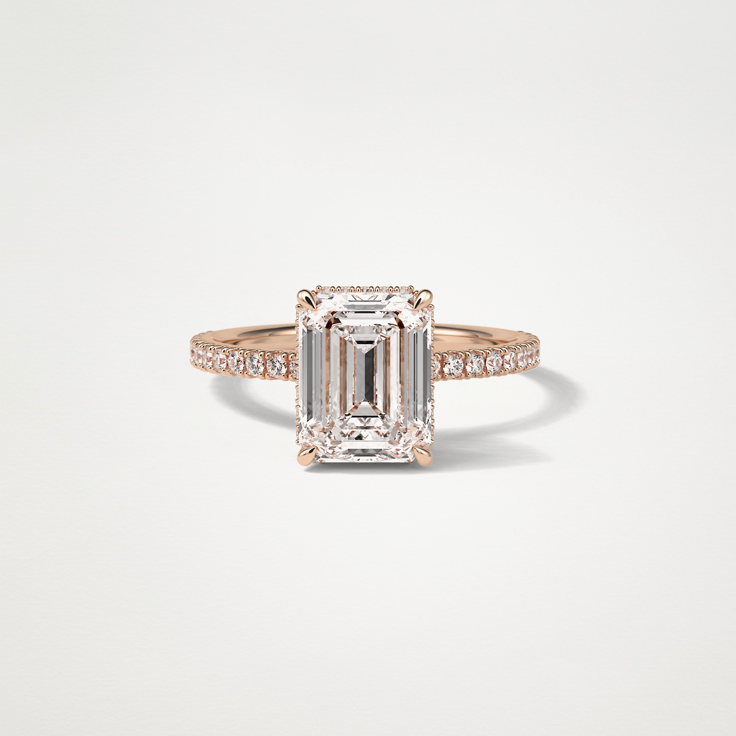 Emerald Hidden Halo & Pave Engagement Ring – 2.30 CT Lab-Created Brilliance in 10K/14K/18K Gold