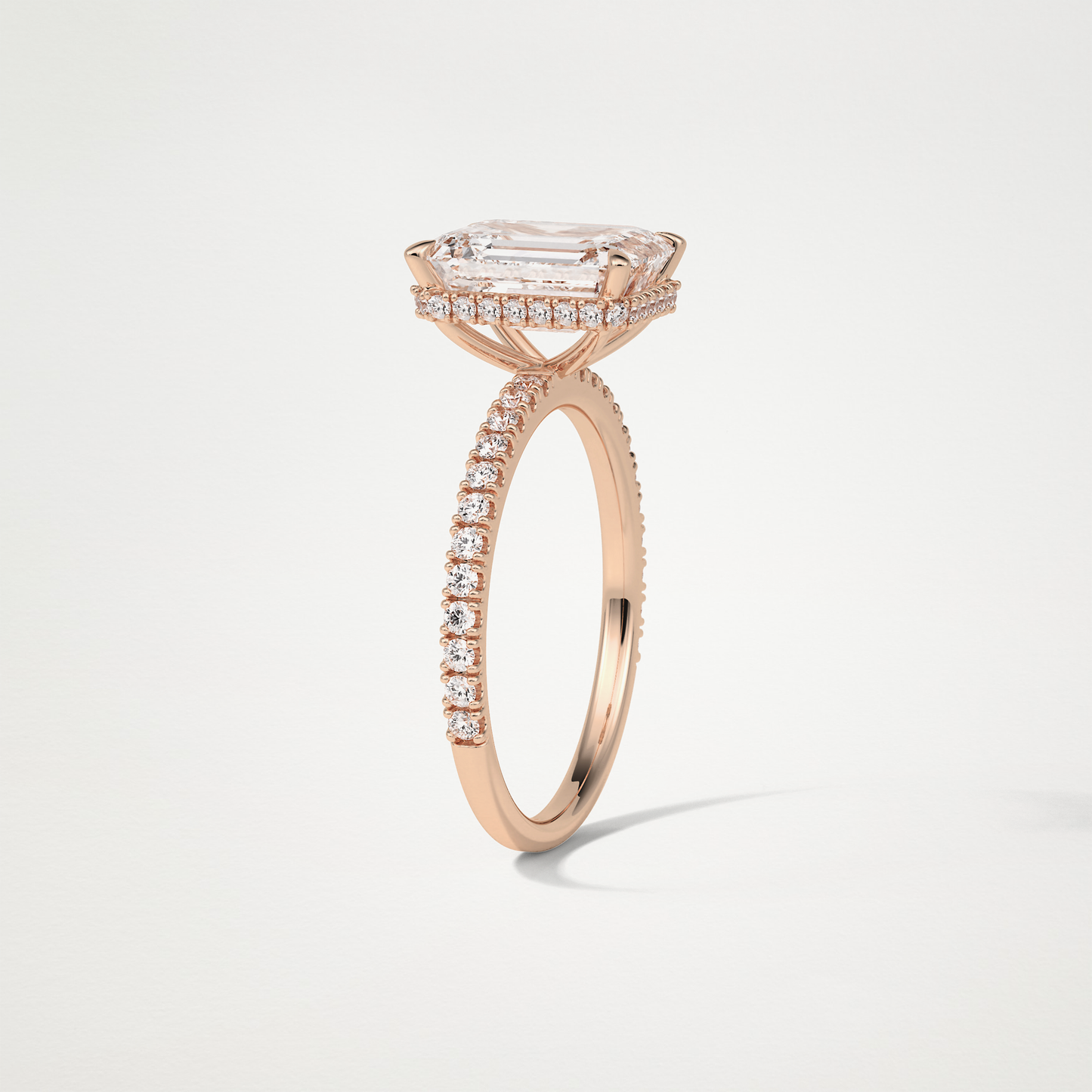 Emerald Hidden Halo & Pave Engagement Ring – 2.30 CT Lab-Created Brilliance in 10K/14K/18K Gold
