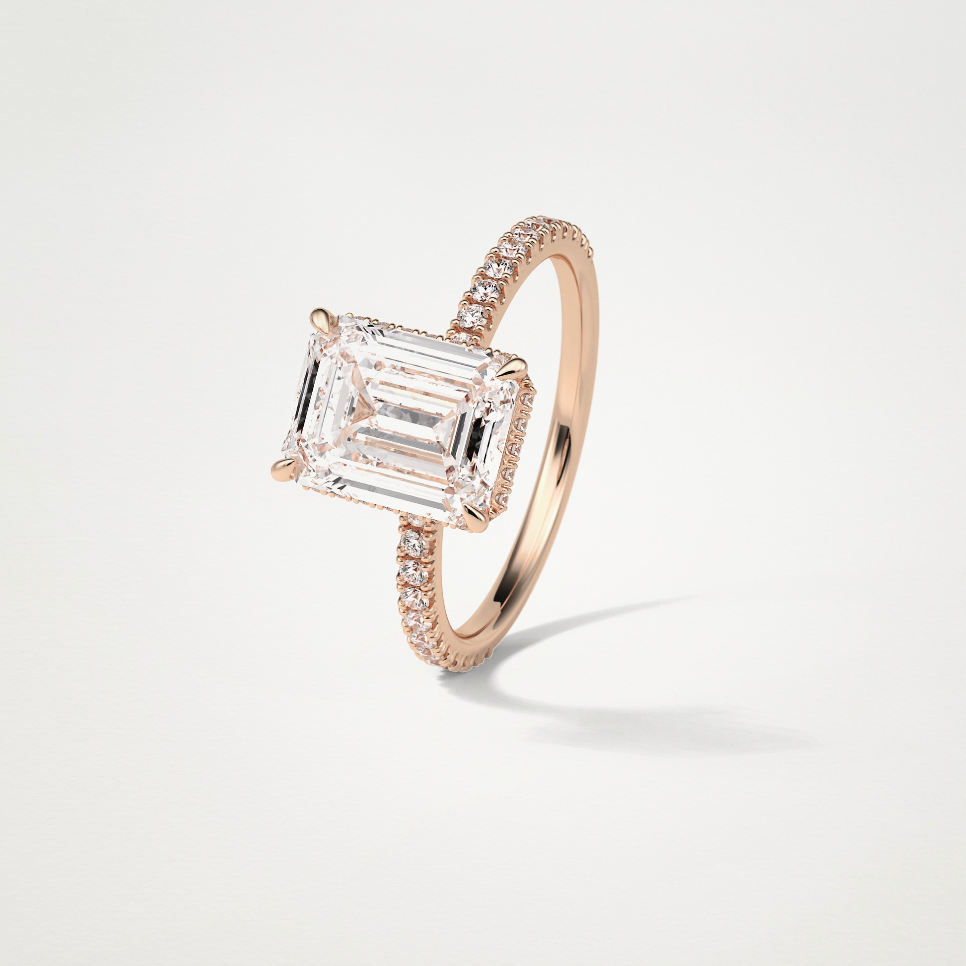 Emerald Hidden Halo & Pave Engagement Ring – 2.30 CT Lab-Created Brilliance in 10K/14K/18K Gold