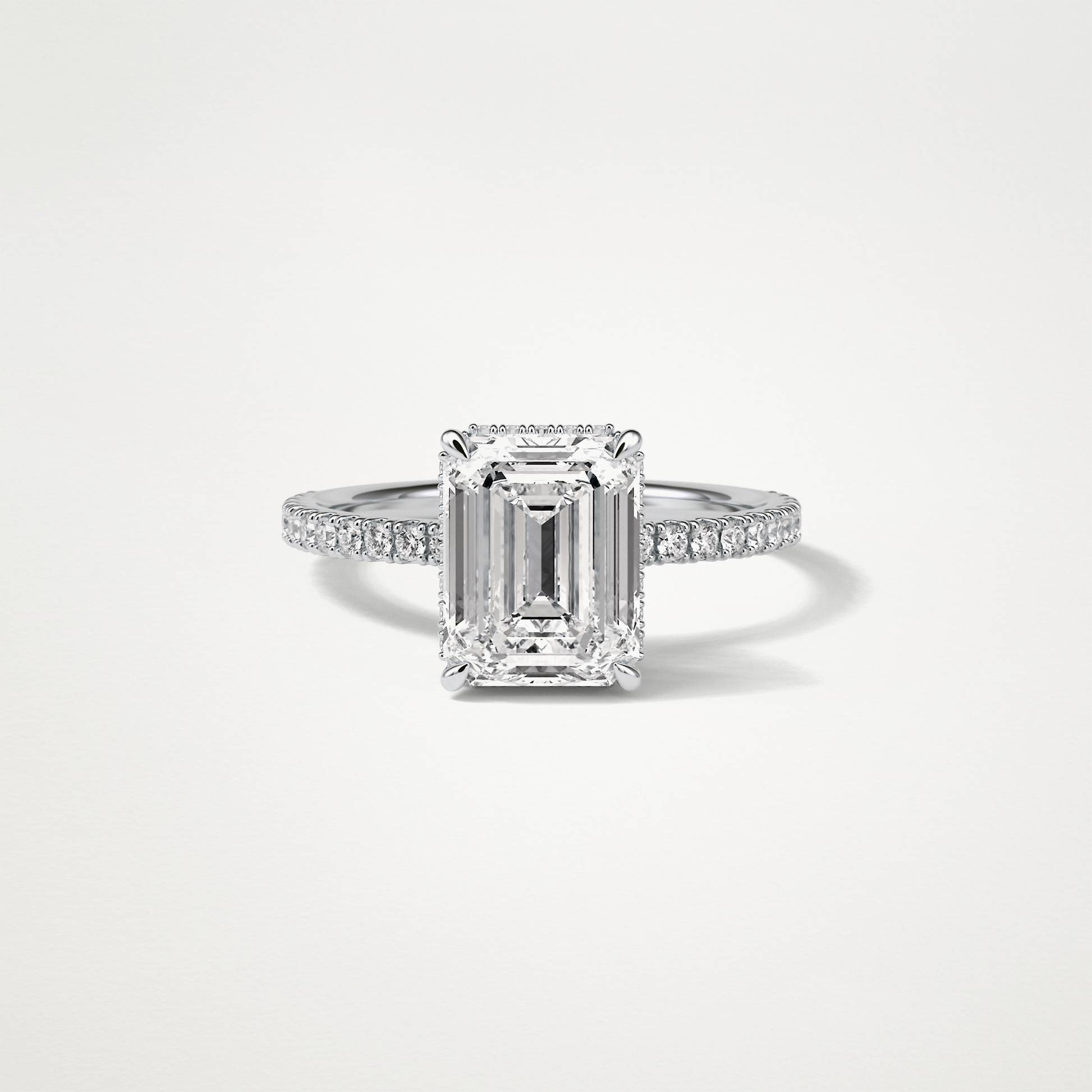 Emerald Hidden Halo & Pave Engagement Ring – 2.30 CT Lab-Created Brilliance in 10K/14K/18K Gold