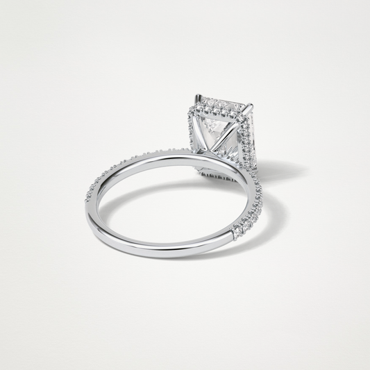 Emerald Hidden Halo & Pave Engagement Ring – 2.30 CT Lab-Created Brilliance in 10K/14K/18K Gold