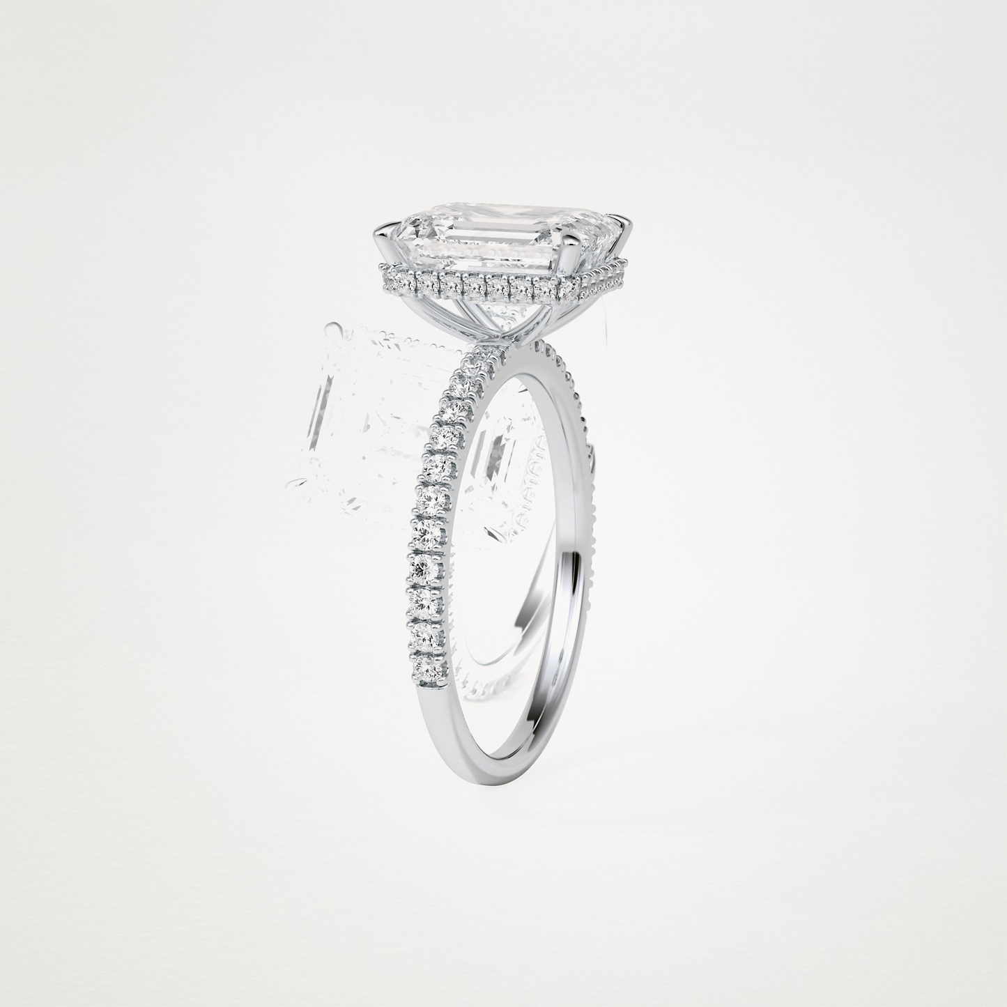 Emerald Hidden Halo & Pave Engagement Ring – 2.30 CT Lab-Created Brilliance in 10K/14K/18K Gold