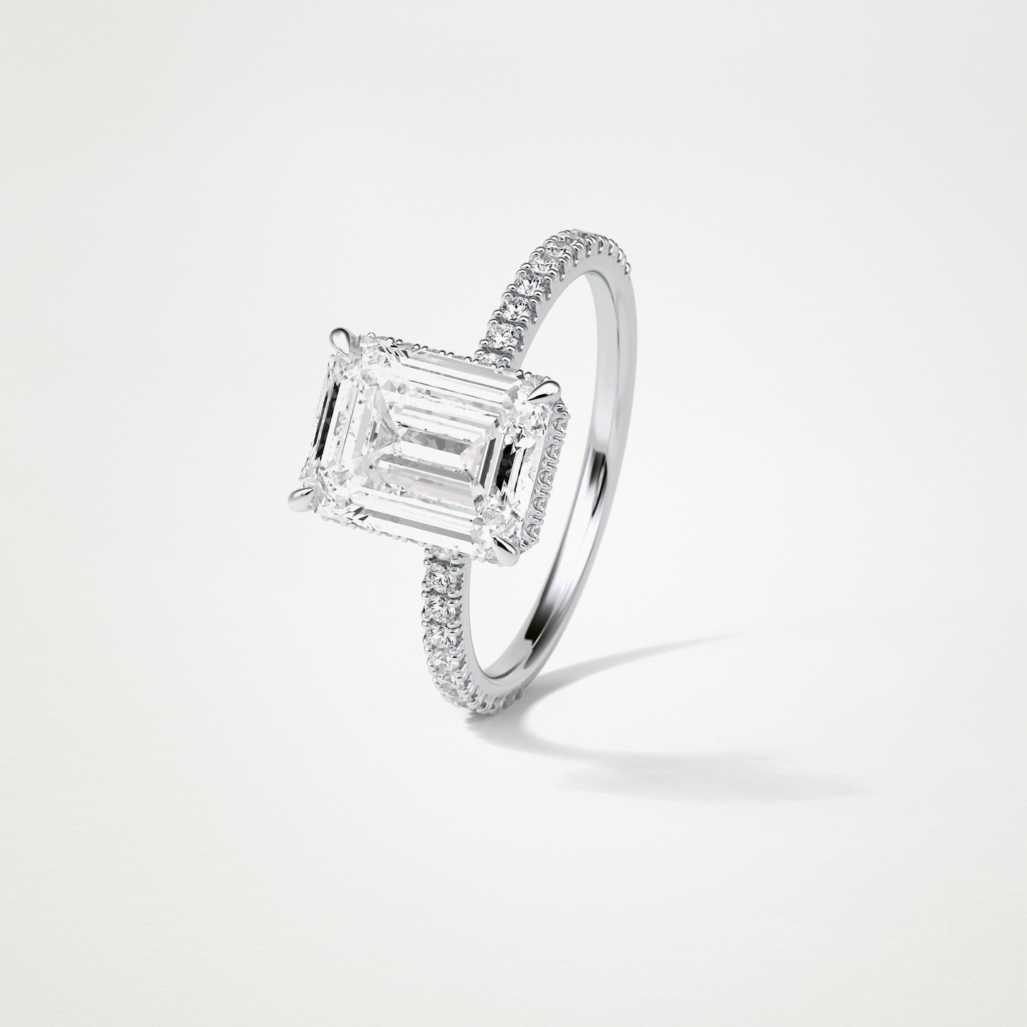 Emerald Hidden Halo & Pave Engagement Ring – 2.30 CT Lab-Created Brilliance in 10K/14K/18K Gold