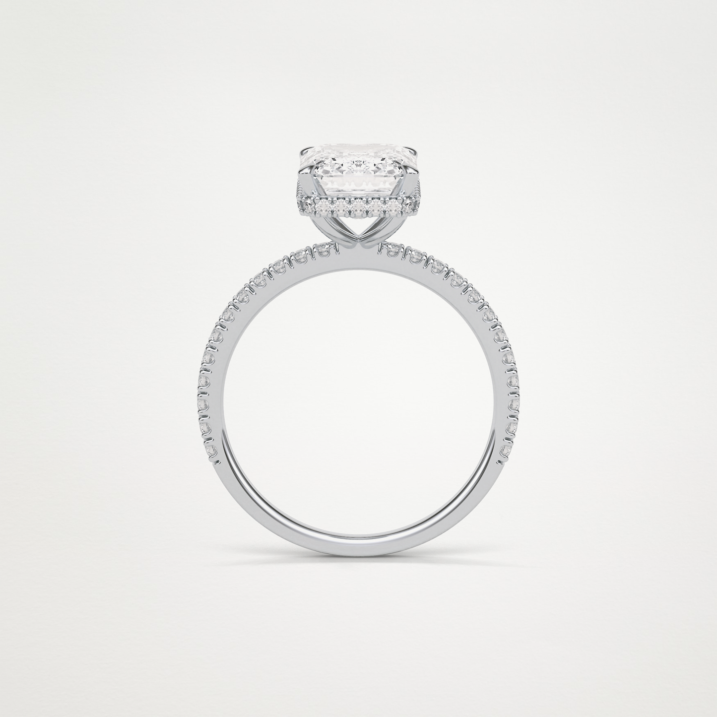 Emerald Hidden Halo & Pave Engagement Ring – 2.30 CT Lab-Created Brilliance in 10K/14K/18K Gold
