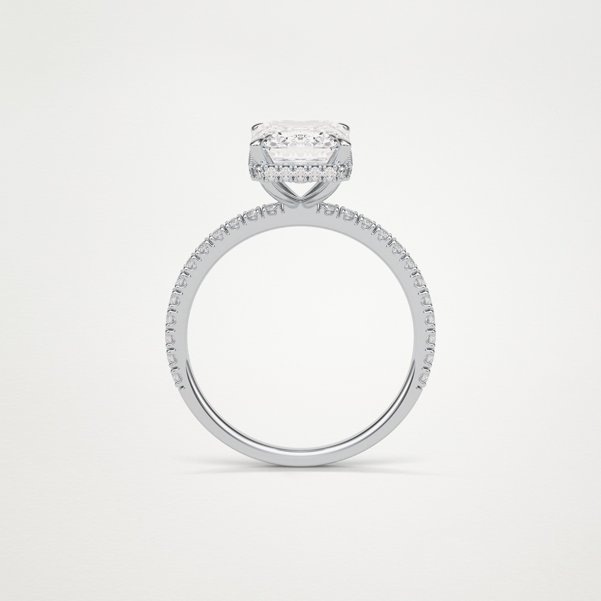Emerald Hidden Halo & Pave Engagement Ring – 2.30 CT Lab-Created Brilliance in 10K/14K/18K Gold