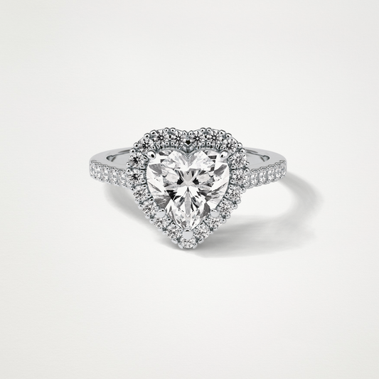 Heart Halo & Pave Engagement Ring – 2.0 CT Lab-Created Brilliance in 10K/14K/18K Gold