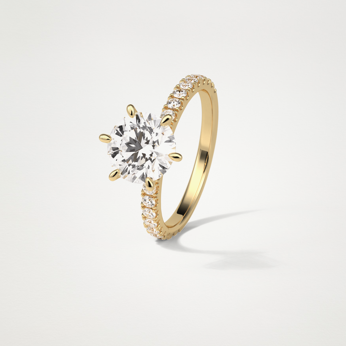 Round Pave Engagement Ring – 2.30 CT Lab-Created Brilliance in 10K/14K/18K Gold