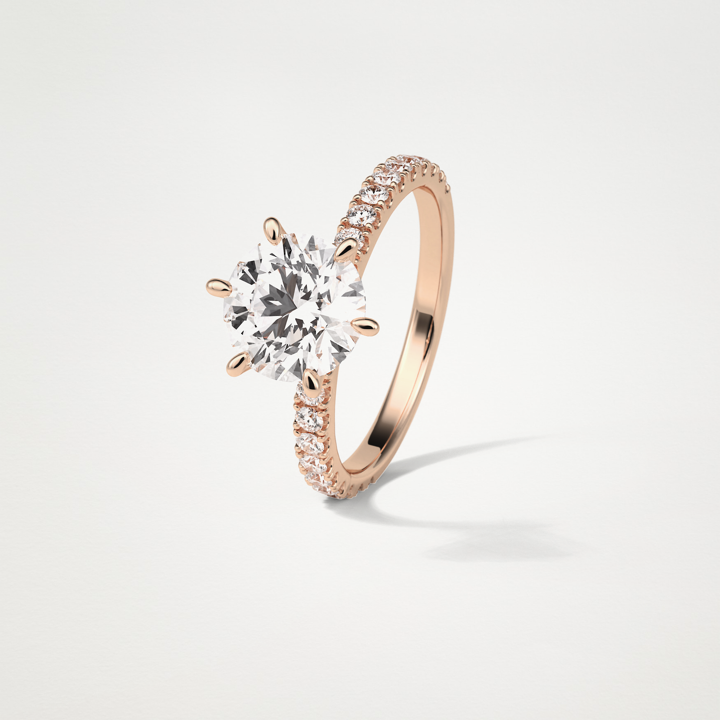 Round Pave Engagement Ring – 2.30 CT Lab-Created Brilliance in 10K/14K/18K Gold