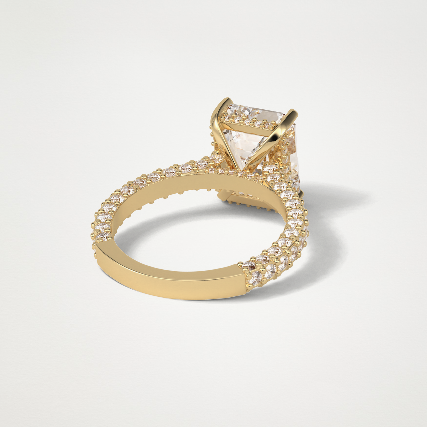 Emerald Hidden Halo & Pave Engagement Ring – 3.24 CT Lab-Created Brilliance in 10K/14K/18K Gold