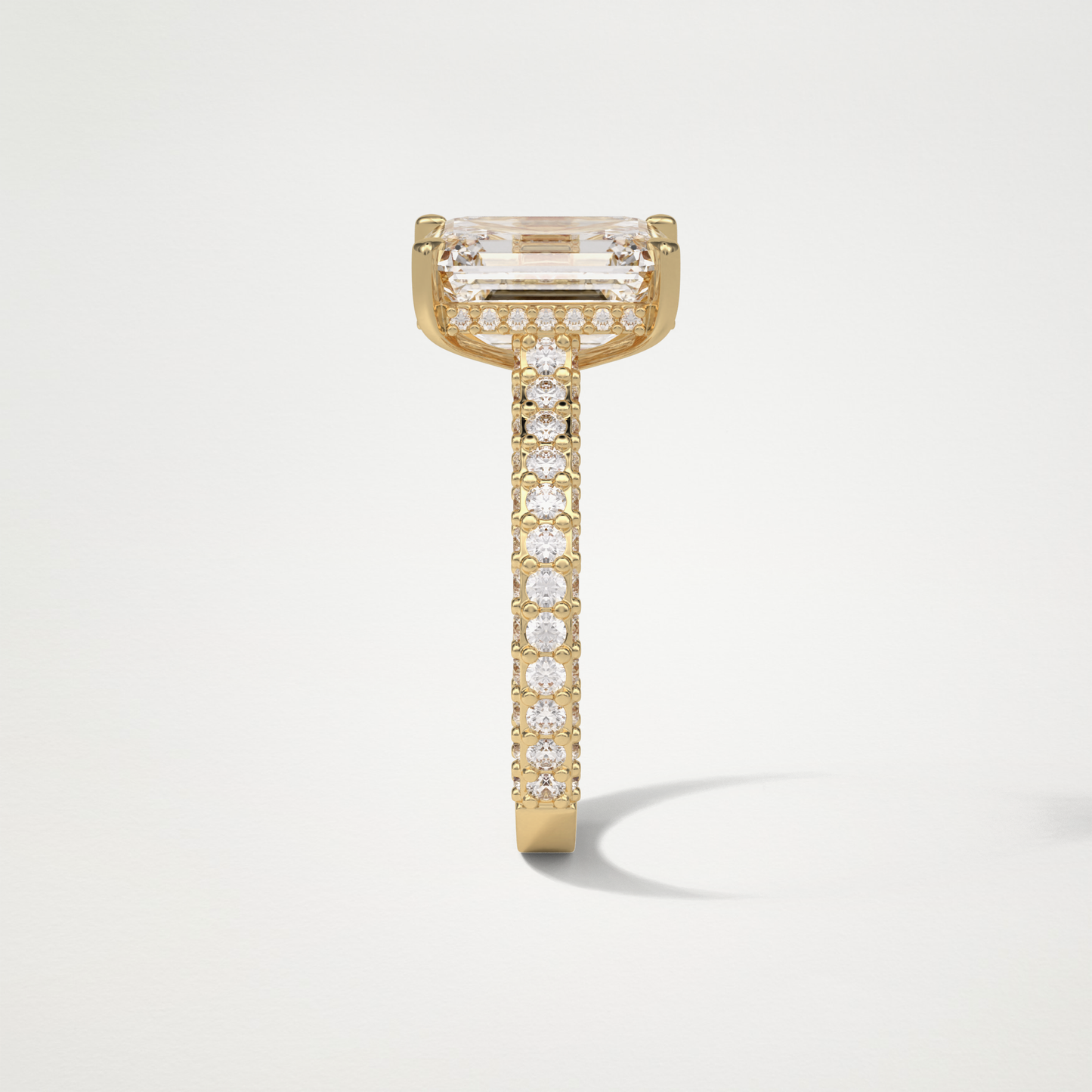 Emerald Hidden Halo & Pave Engagement Ring – 3.24 CT Lab-Created Brilliance in 10K/14K/18K Gold