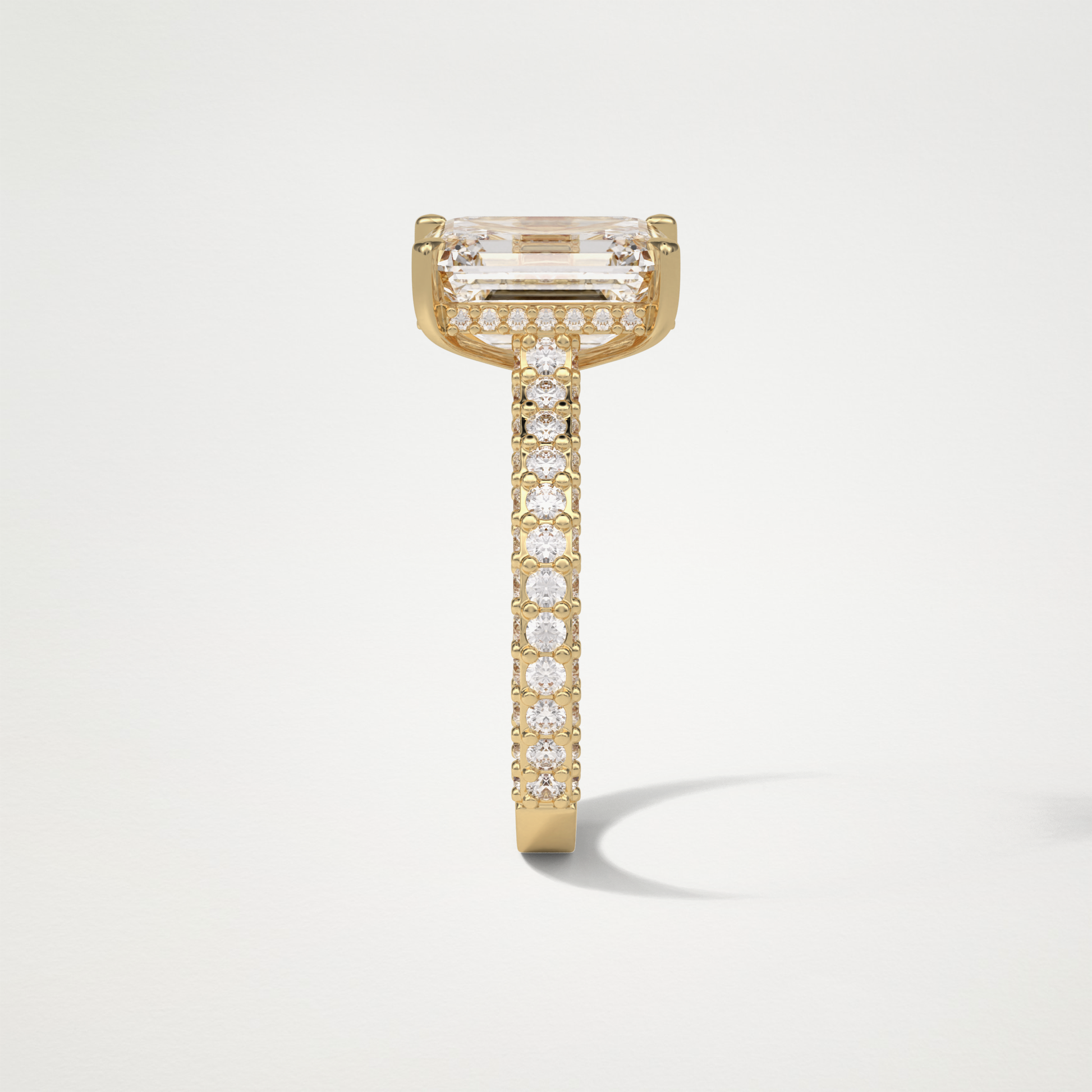 Emerald Hidden Halo & Pave Engagement Ring – 3.24 CT Lab-Created Brilliance in 10K/14K/18K Gold