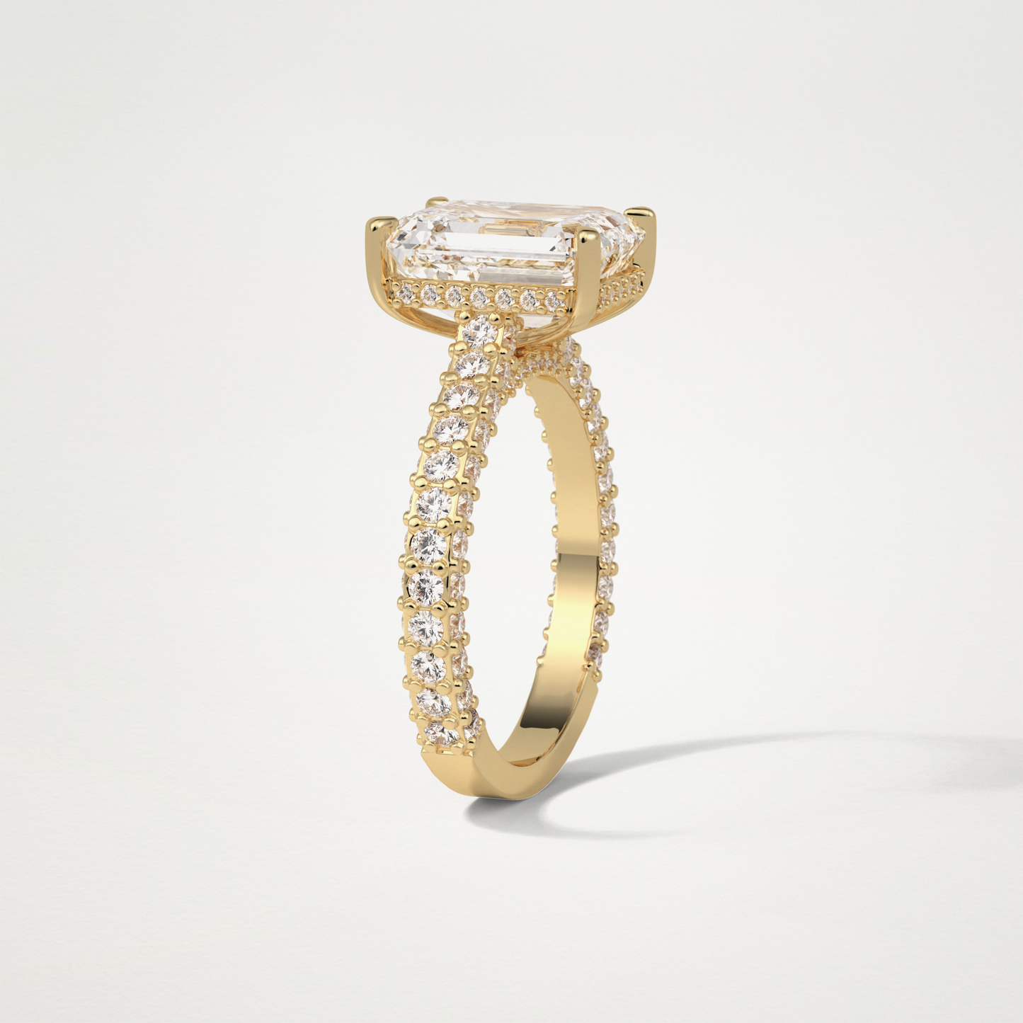 Emerald Hidden Halo & Pave Engagement Ring – 3.24 CT Lab-Created Brilliance in 10K/14K/18K Gold
