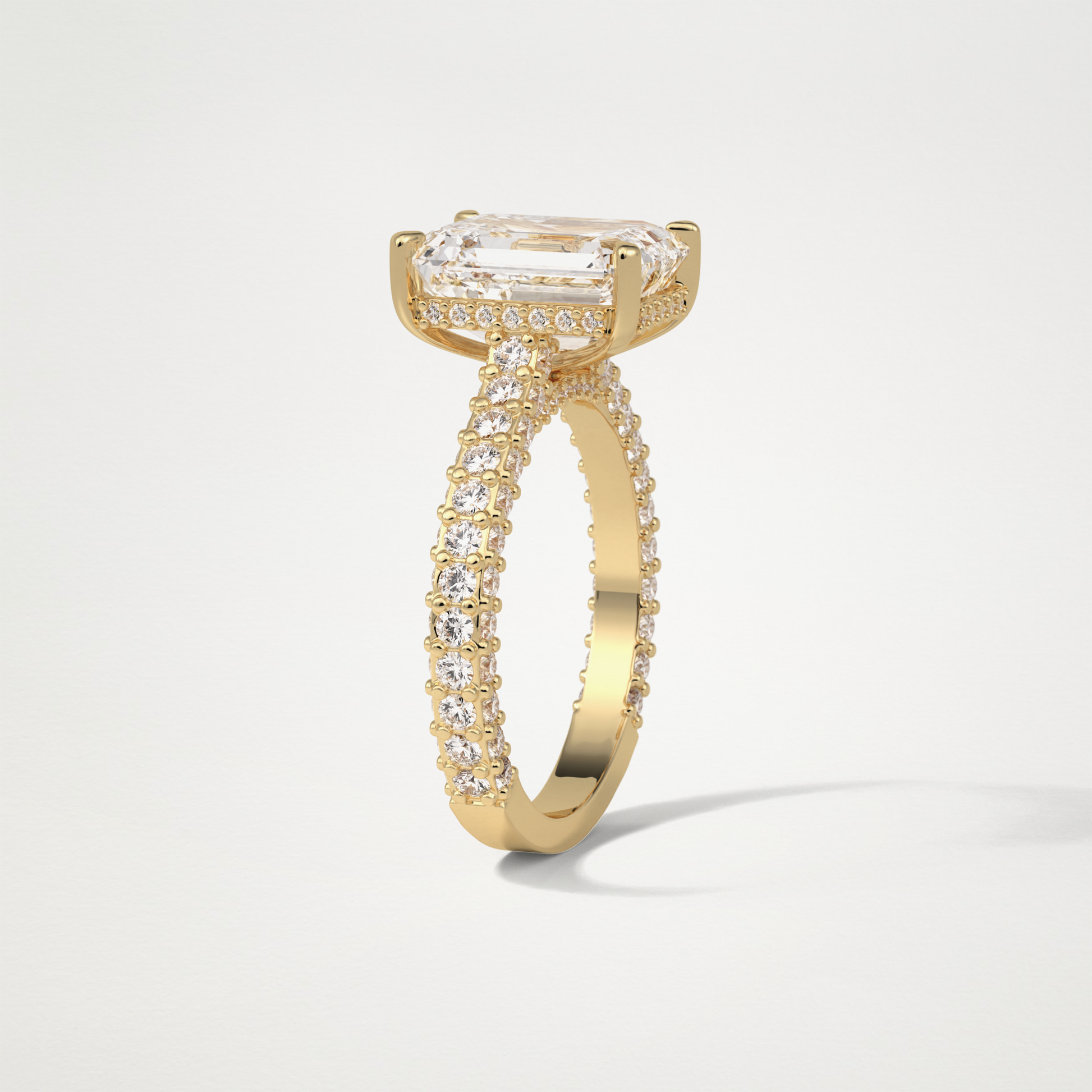 Emerald Hidden Halo & Pave Engagement Ring – 3.24 CT Lab-Created Brilliance in 10K/14K/18K Gold