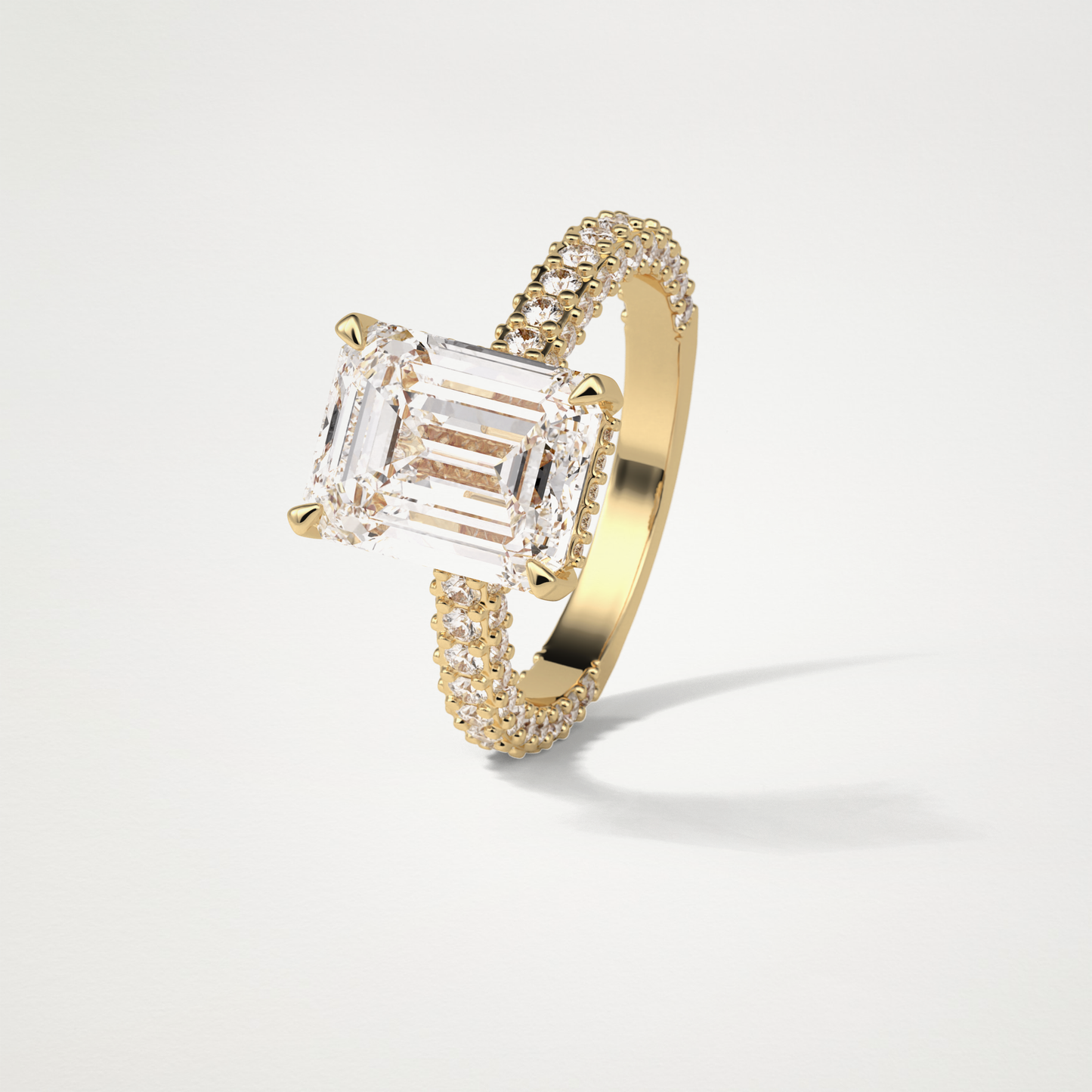 Emerald Hidden Halo & Pave Engagement Ring – 3.24 CT Lab-Created Brilliance in 10K/14K/18K Gold