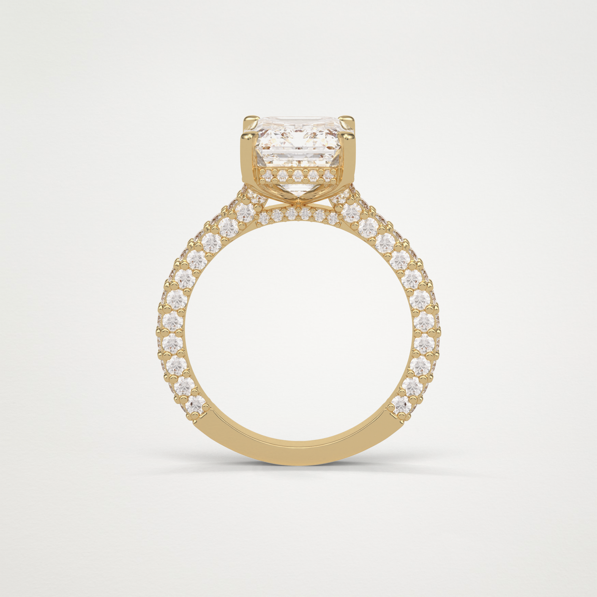 Emerald Hidden Halo & Pave Engagement Ring – 3.24 CT Lab-Created Brilliance in 10K/14K/18K Gold