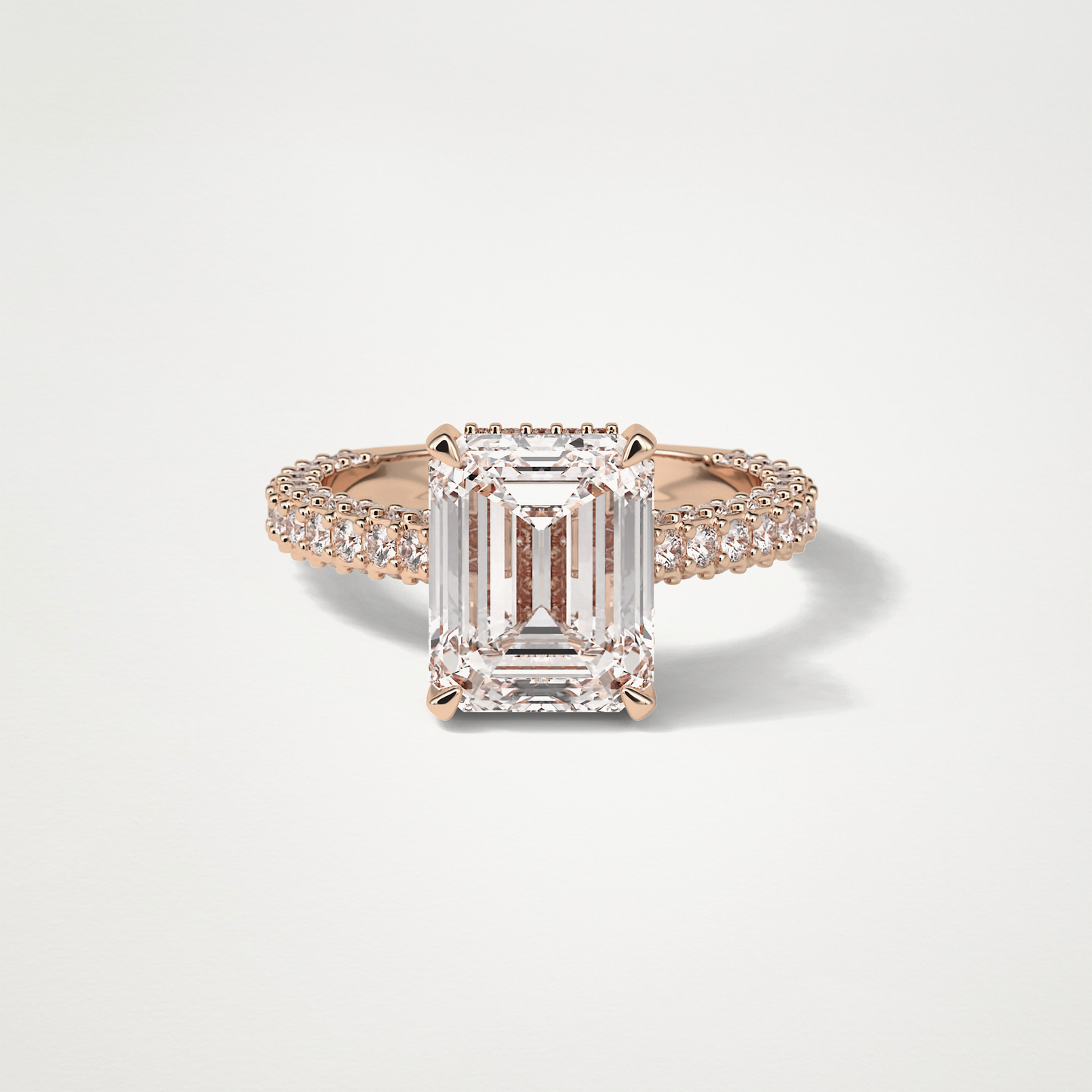 Emerald Hidden Halo & Pave Engagement Ring – 3.24 CT Lab-Created Brilliance in 10K/14K/18K Gold