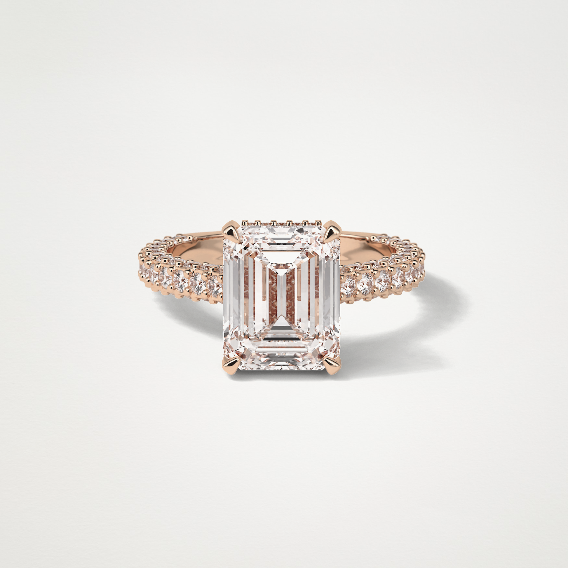 Emerald Hidden Halo & Pave Engagement Ring – 3.24 CT Lab-Created Brilliance in 10K/14K/18K Gold