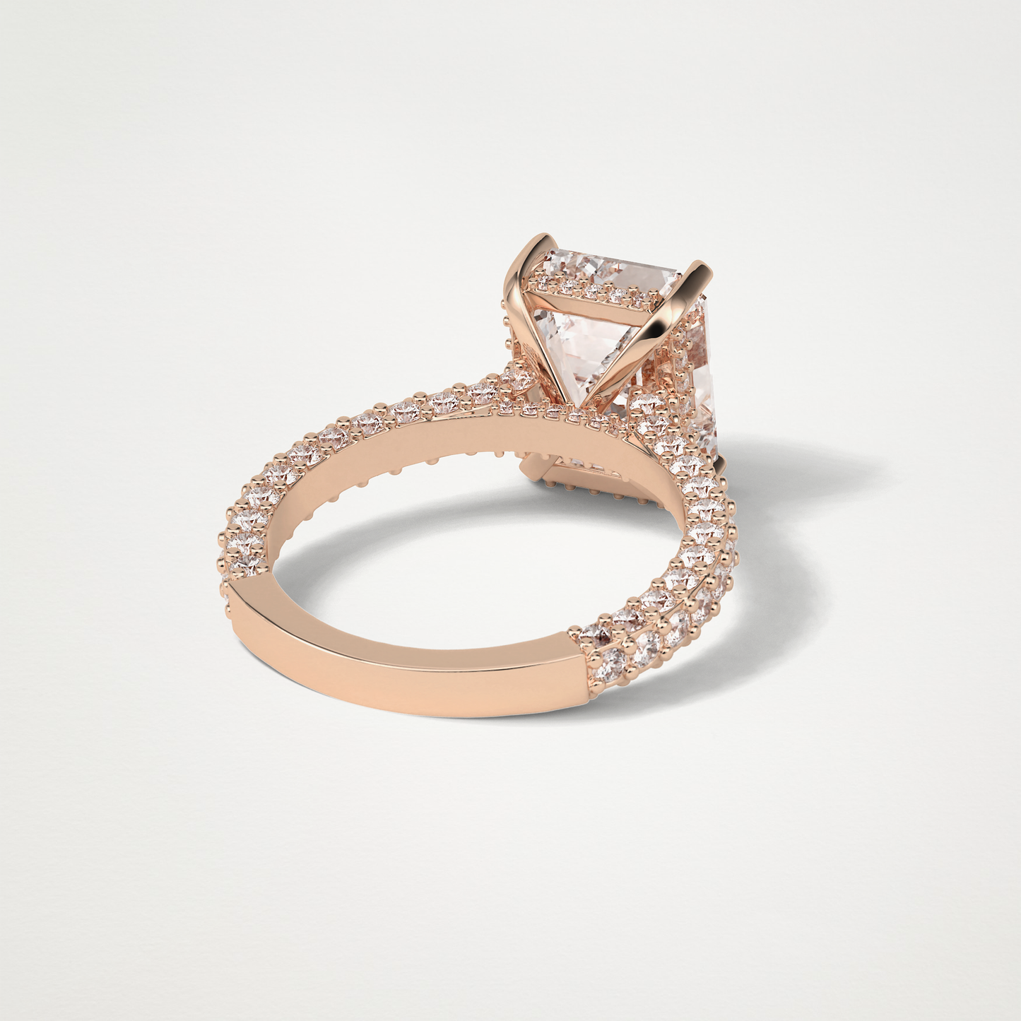 Emerald Hidden Halo & Pave Engagement Ring – 3.24 CT Lab-Created Brilliance in 10K/14K/18K Gold