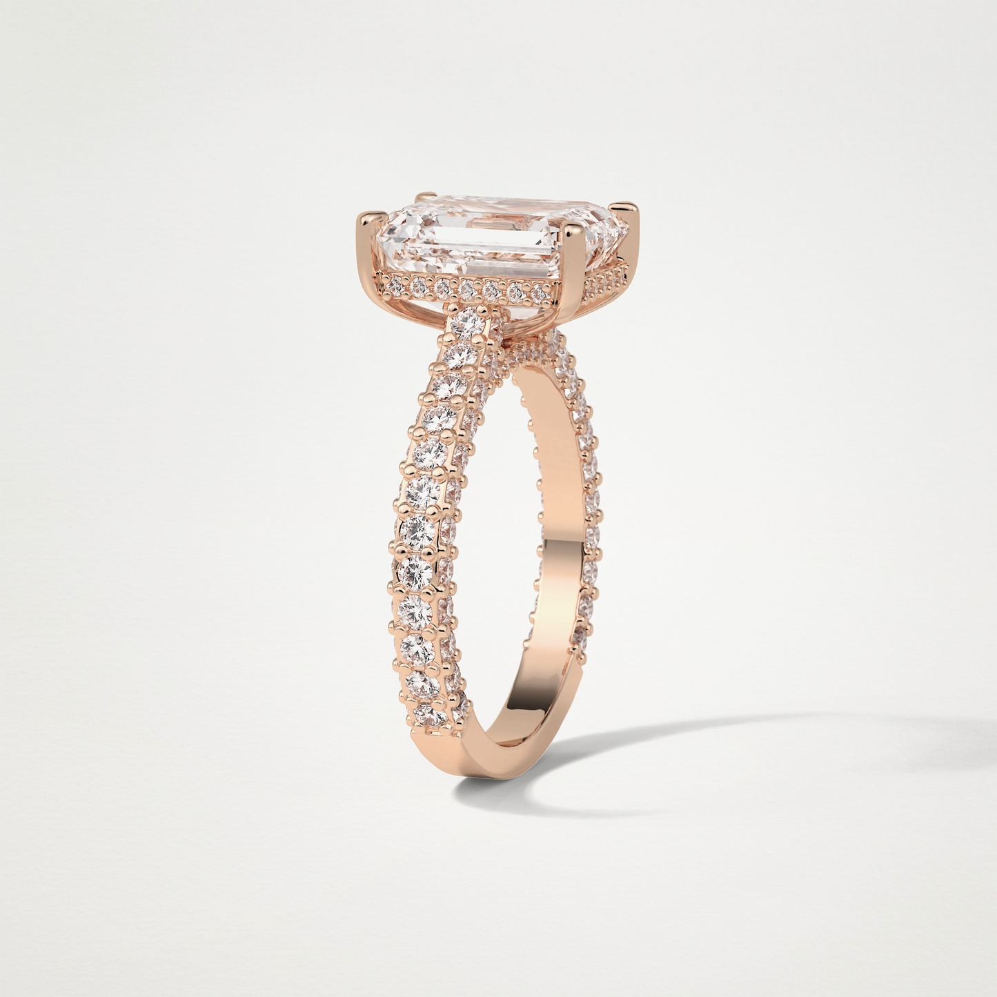 Emerald Hidden Halo & Pave Engagement Ring – 3.24 CT Lab-Created Brilliance in 10K/14K/18K Gold