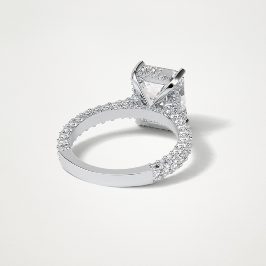 Emerald Hidden Halo & Pave Engagement Ring – 3.24 CT Lab-Created Brilliance in 10K/14K/18K Gold