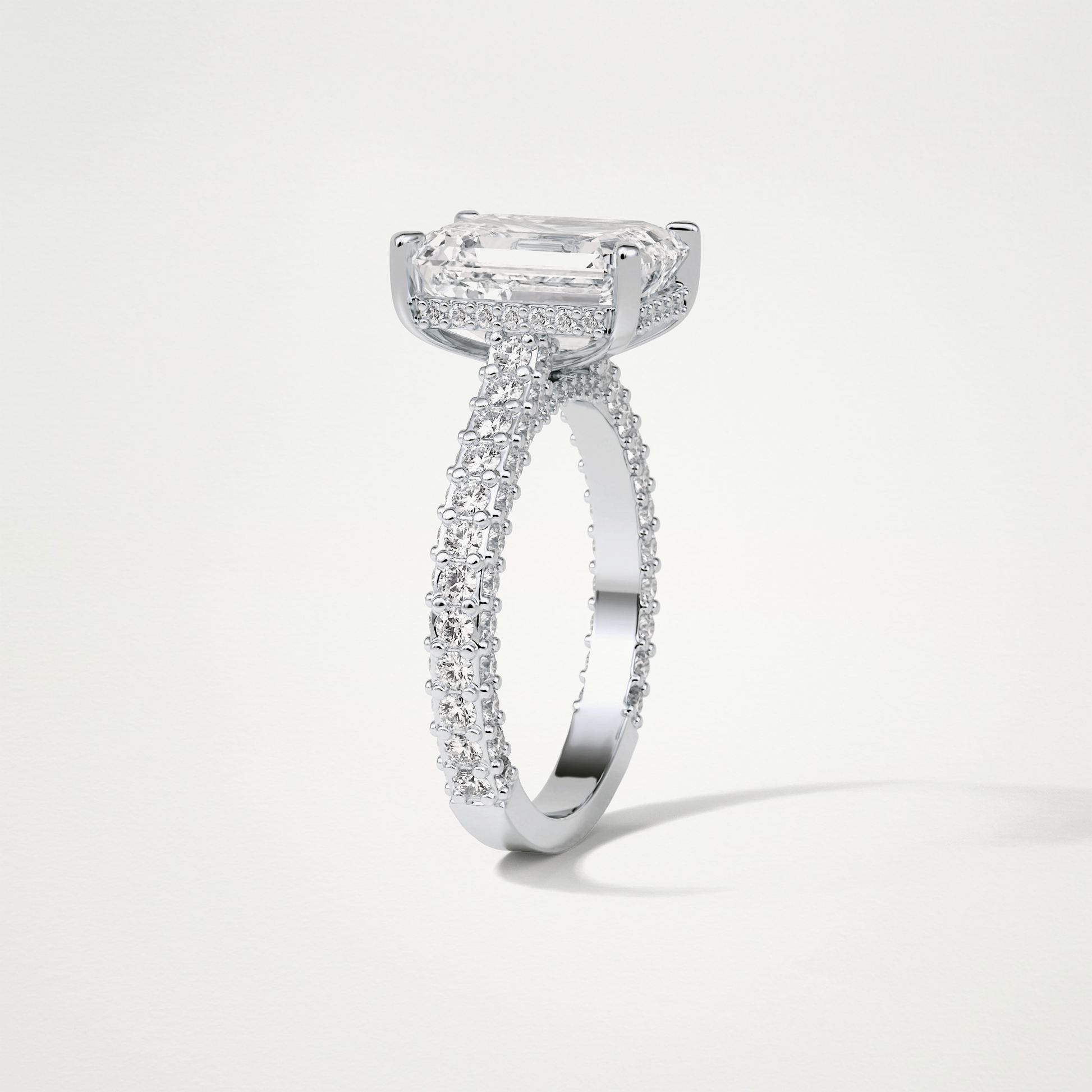 Emerald Hidden Halo & Pave Engagement Ring – 3.24 CT Lab-Created Brilliance in 10K/14K/18K Gold