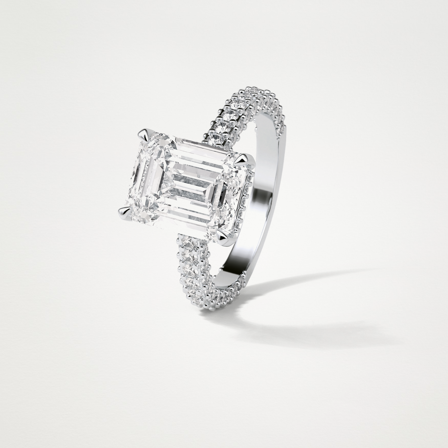 Emerald Hidden Halo & Pave Engagement Ring – 3.24 CT Lab-Created Brilliance in 10K/14K/18K Gold