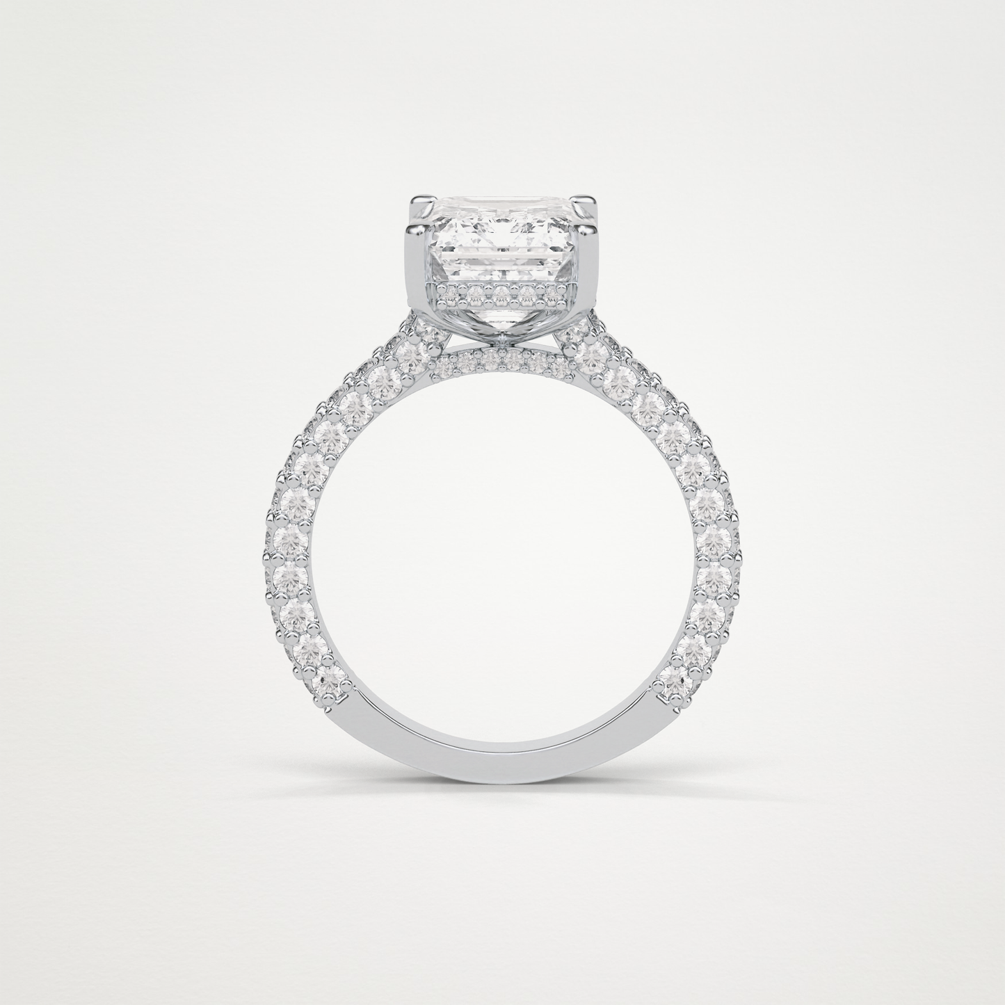 Emerald Hidden Halo & Pave Engagement Ring – 3.24 CT Lab-Created Brilliance in 10K/14K/18K Gold