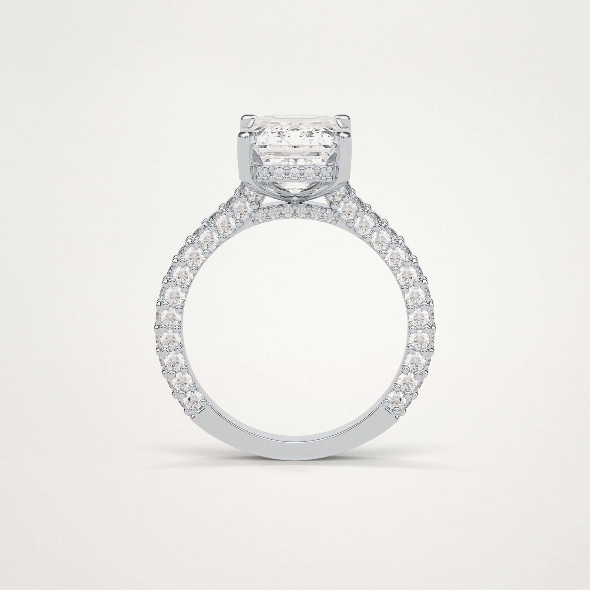 Emerald Hidden Halo & Pave Engagement Ring – 3.24 CT Lab-Created Brilliance in 10K/14K/18K Gold