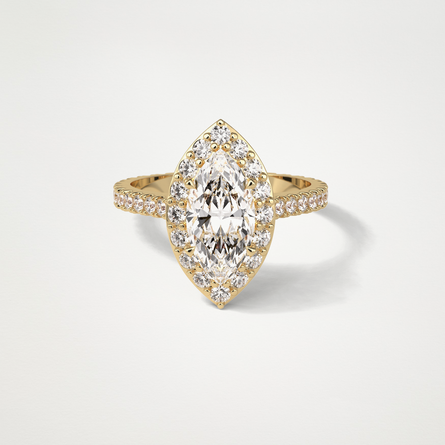 Marquise Halo & Pave Engagement Ring – 1.58 CT Lab-Created Brilliance in 10K/14K/18K Gold