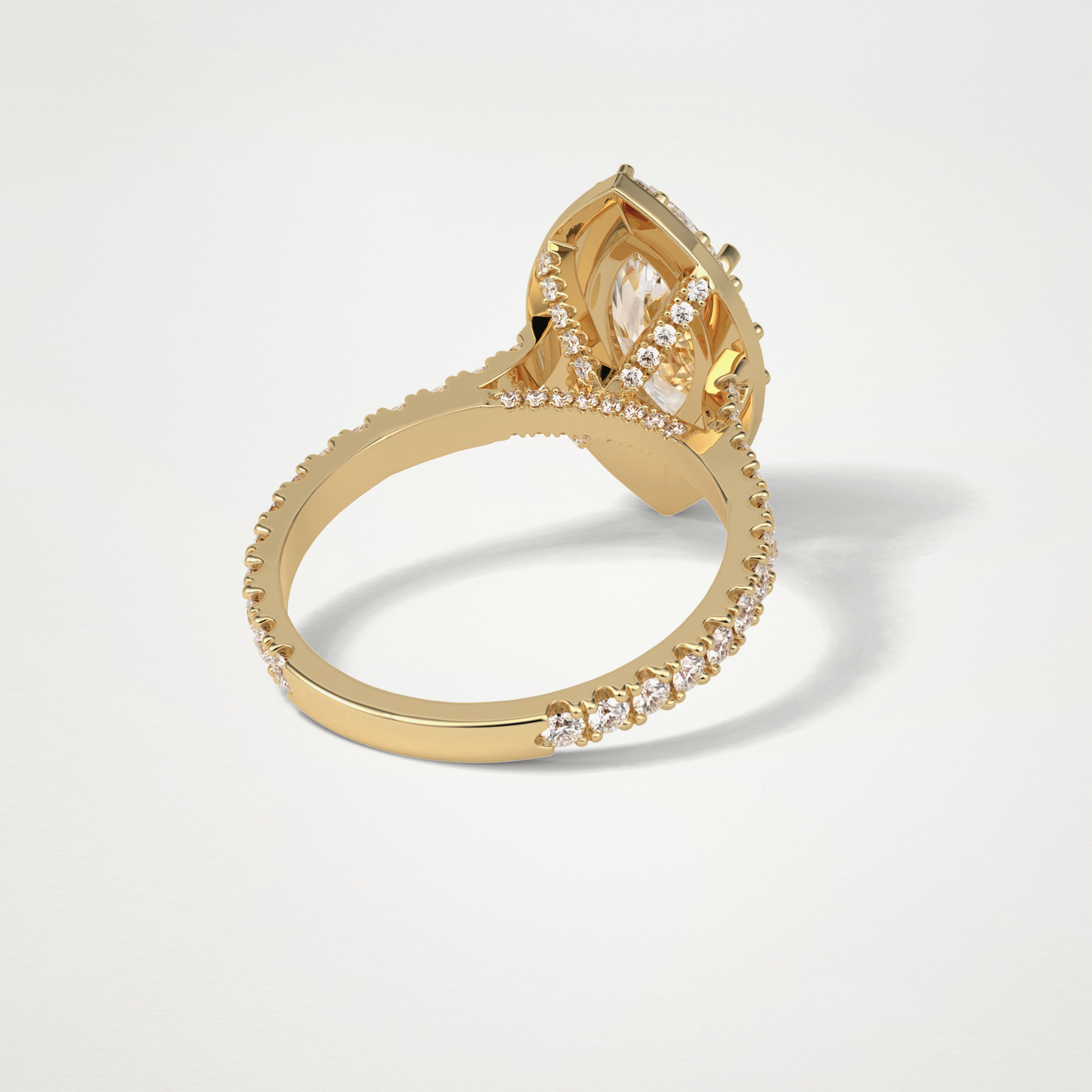 Marquise Halo & Pave Engagement Ring – 1.58 CT Lab-Created Brilliance in 10K/14K/18K Gold