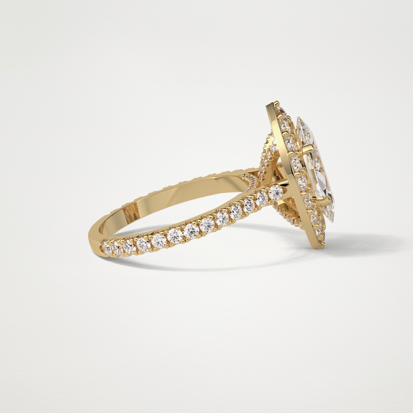 Marquise Halo & Pave Engagement Ring – 1.58 CT Lab-Created Brilliance in 10K/14K/18K Gold