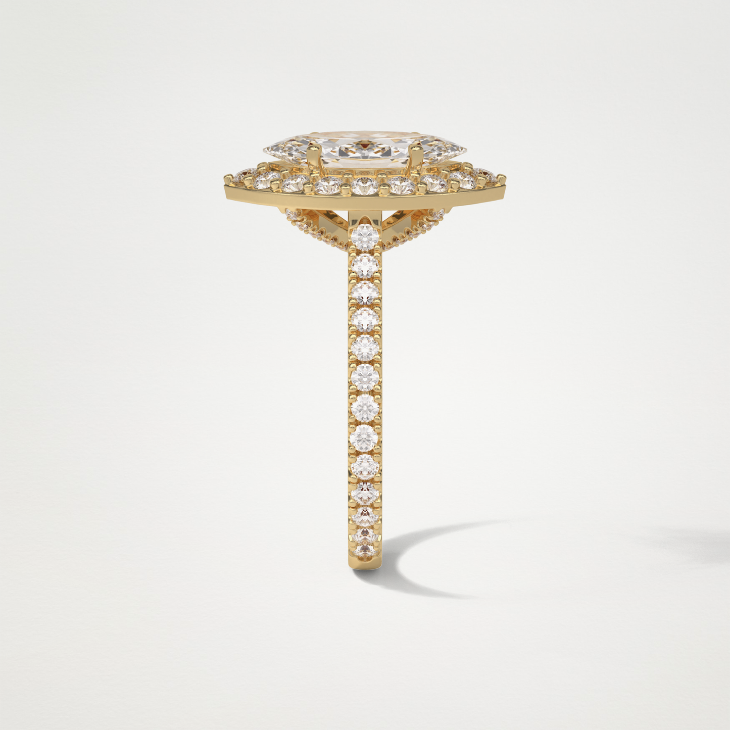 Marquise Halo & Pave Engagement Ring – 1.58 CT Lab-Created Brilliance in 10K/14K/18K Gold