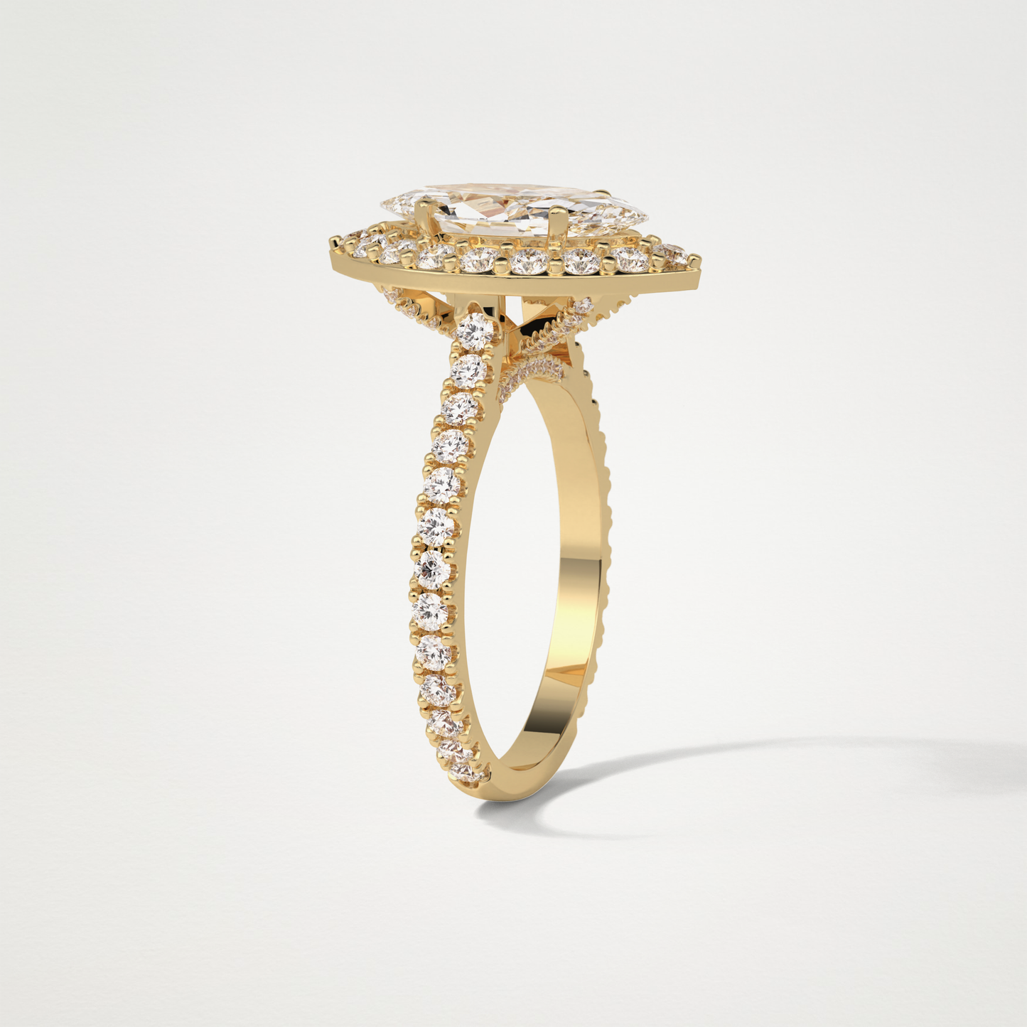 Marquise Halo & Pave Engagement Ring – 1.58 CT Lab-Created Brilliance in 10K/14K/18K Gold