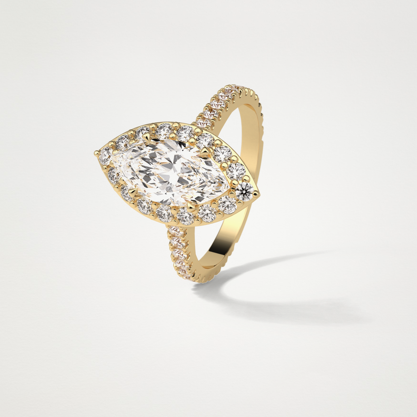 Marquise Halo & Pave Engagement Ring – 1.58 CT Lab-Created Brilliance in 10K/14K/18K Gold