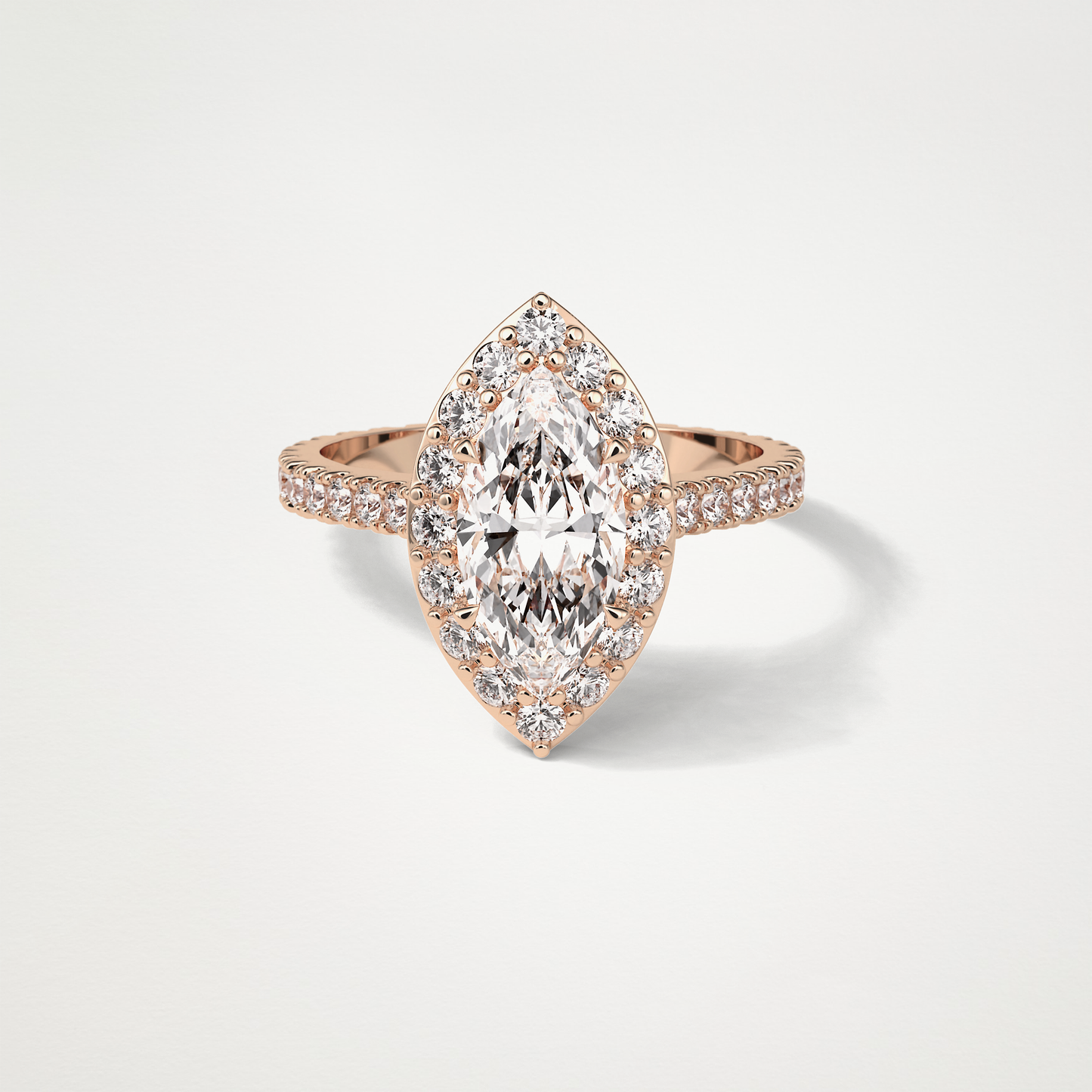 Marquise Halo & Pave Engagement Ring – 1.58 CT Lab-Created Brilliance in 10K/14K/18K Gold