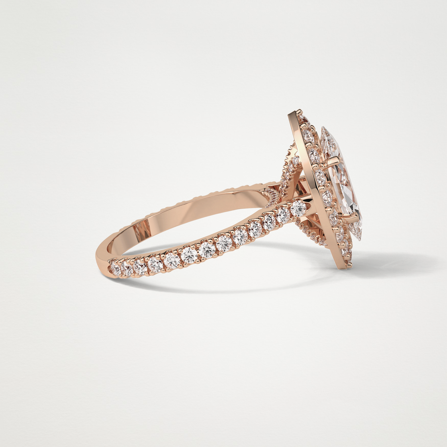 Marquise Halo & Pave Engagement Ring – 1.58 CT Lab-Created Brilliance in 10K/14K/18K Gold