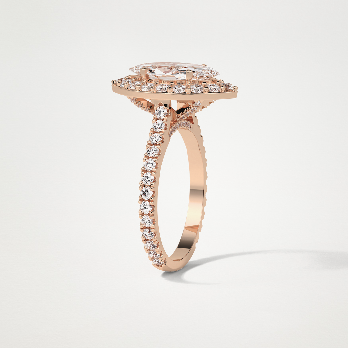 Marquise Halo & Pave Engagement Ring – 1.58 CT Lab-Created Brilliance in 10K/14K/18K Gold