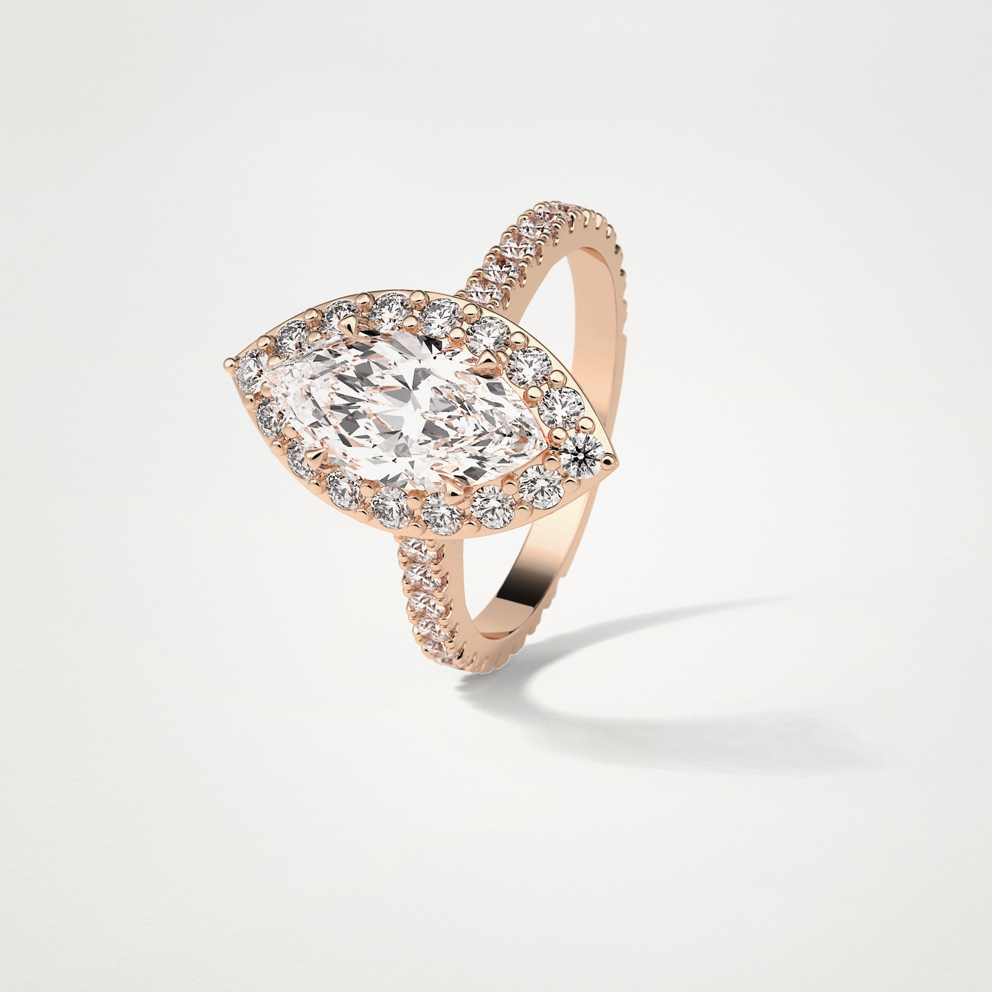 Marquise Halo & Pave Engagement Ring – 1.58 CT Lab-Created Brilliance in 10K/14K/18K Gold