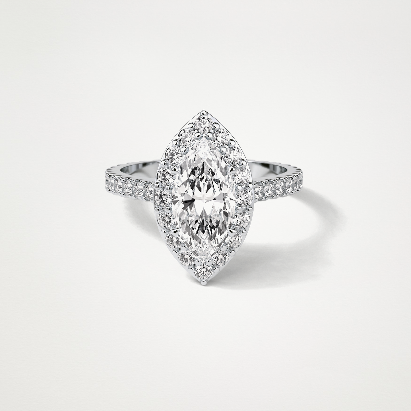 Marquise Halo & Pave Engagement Ring – 1.58 CT Lab-Created Brilliance in 10K/14K/18K Gold