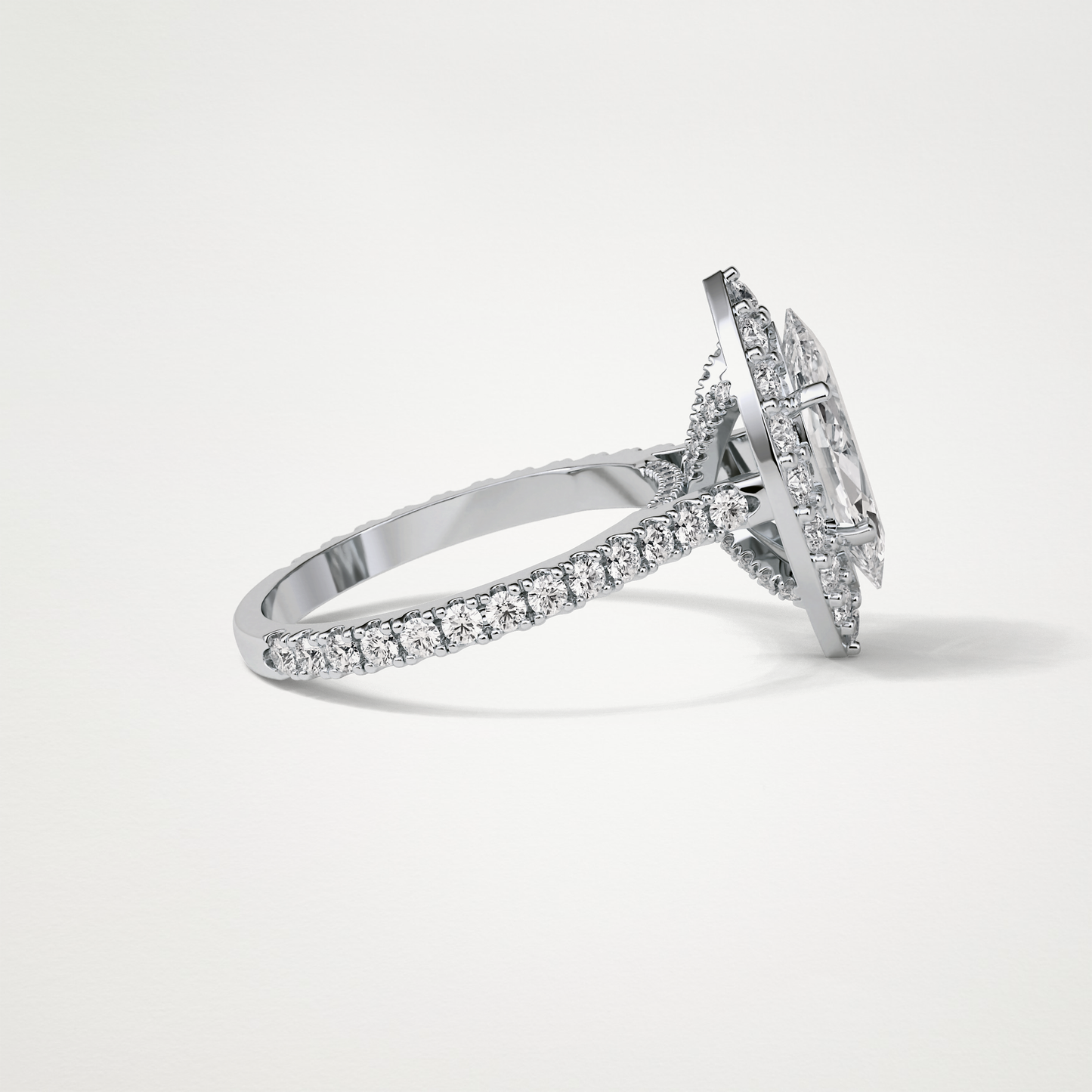 Marquise Halo & Pave Engagement Ring – 1.58 CT Lab-Created Brilliance in 10K/14K/18K Gold