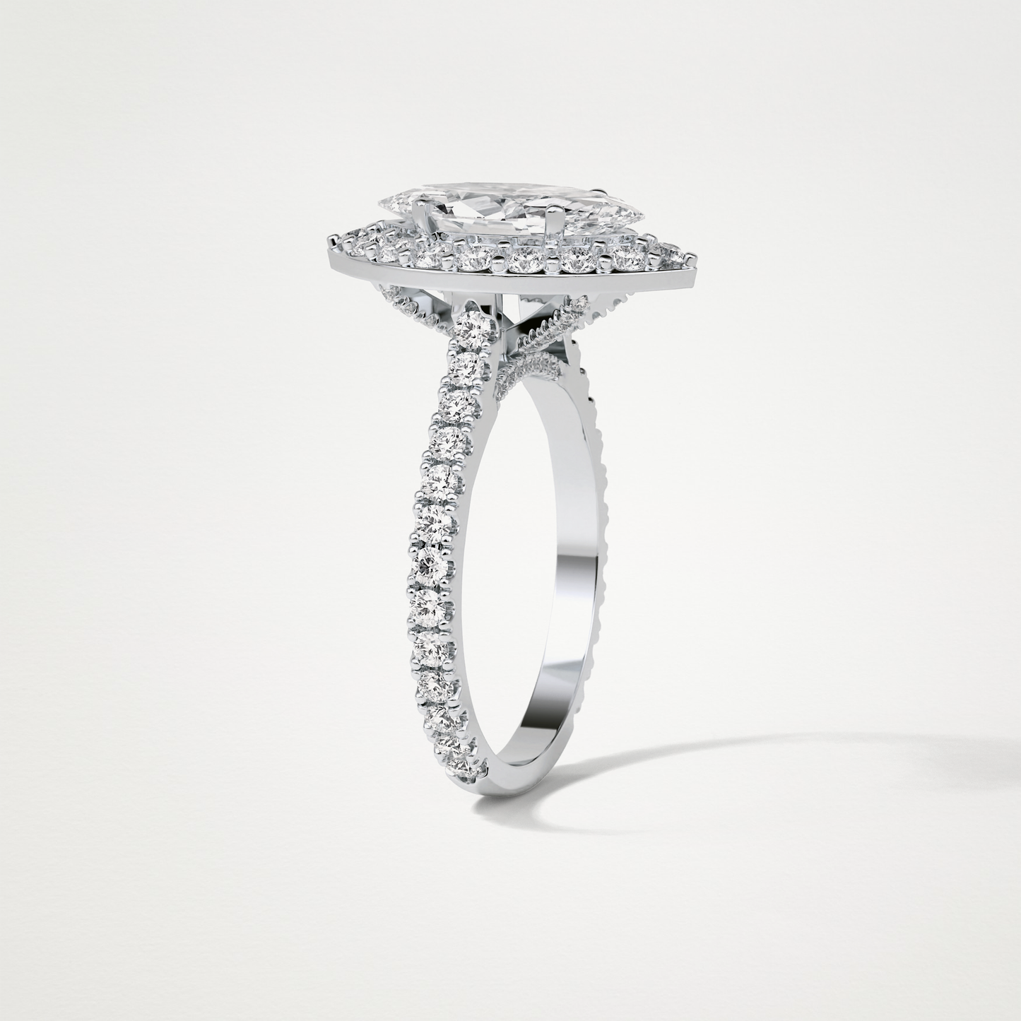 Marquise Halo & Pave Engagement Ring – 1.58 CT Lab-Created Brilliance in 10K/14K/18K Gold