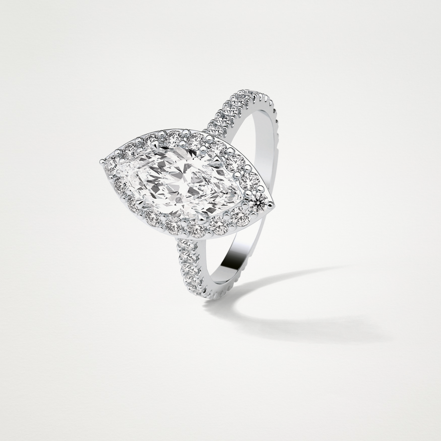 Marquise Halo & Pave Engagement Ring – 1.58 CT Lab-Created Brilliance in 10K/14K/18K Gold