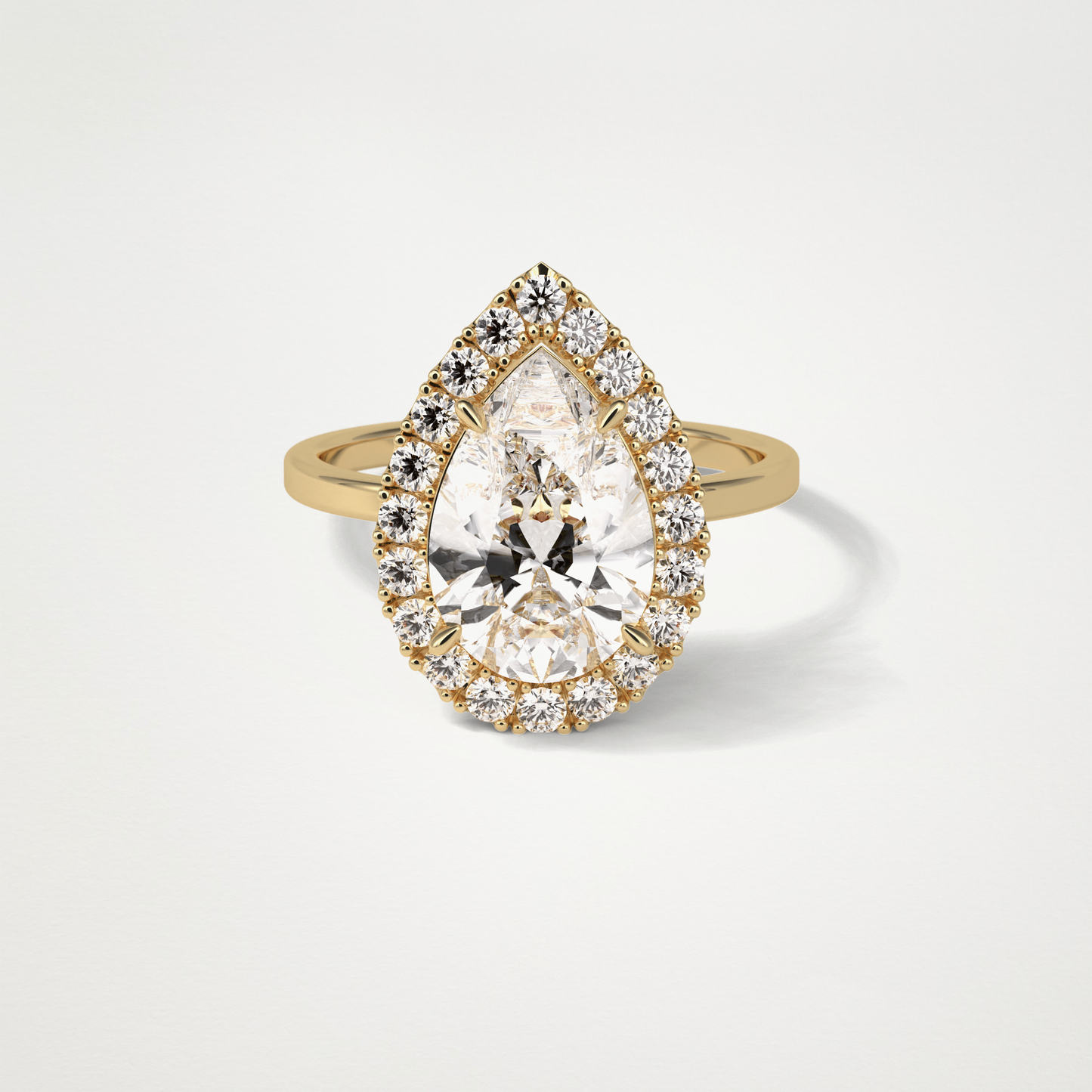 Pear Halo Engagement Ring – 3.10CT Lab-Created Brilliance in 10K/14K/18K Gold
