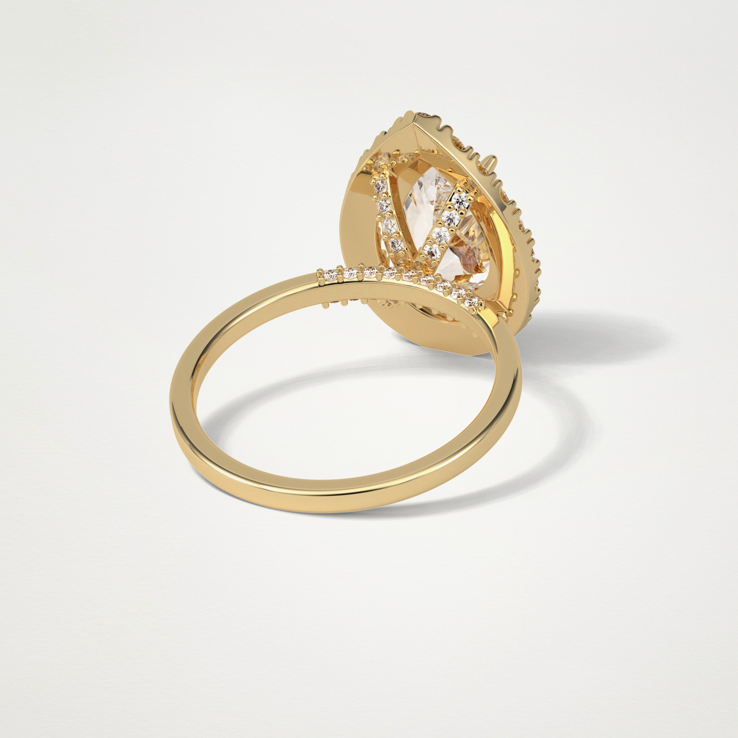 Pear Halo Engagement Ring – 3.10CT Lab-Created Brilliance in 10K/14K/18K Gold
