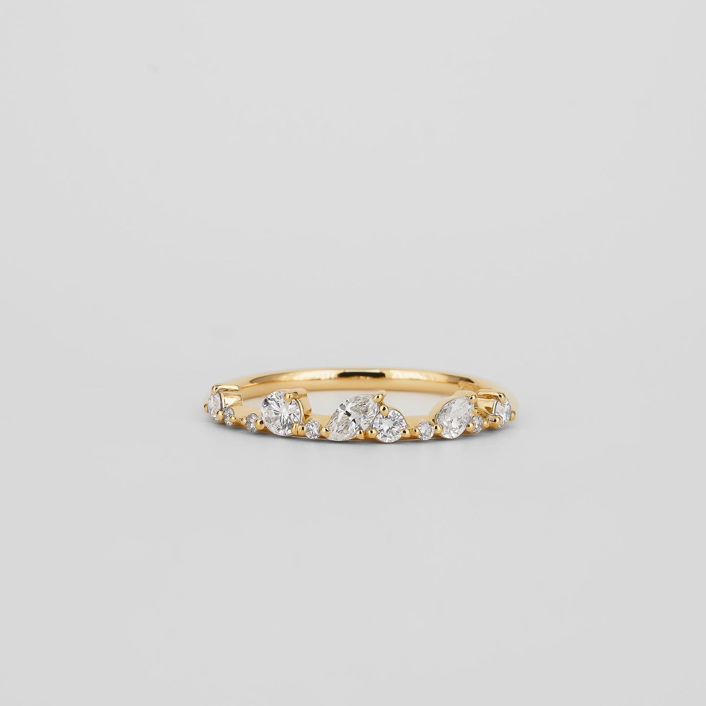 0.29 TCW Pear, Round & Marquise Shaped Multi Stone Moissanite Wedding Band