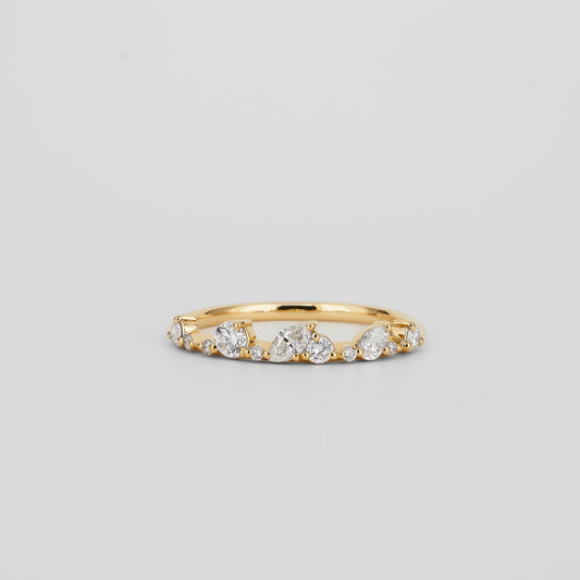 0.29 TCW Pear, Round & Marquise Shaped Multi Stone Moissanite Wedding Band