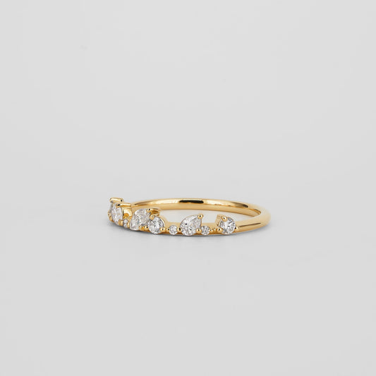 0.29 TCW Pear, Round & Marquise Shaped Multi Stone Moissanite Wedding Band