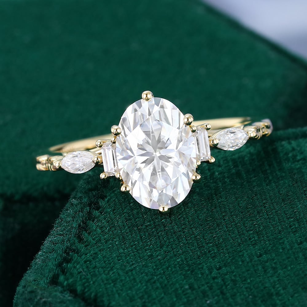 2.5 CT Oval Shaped Nature Inspired Moissanite Engagement Ring