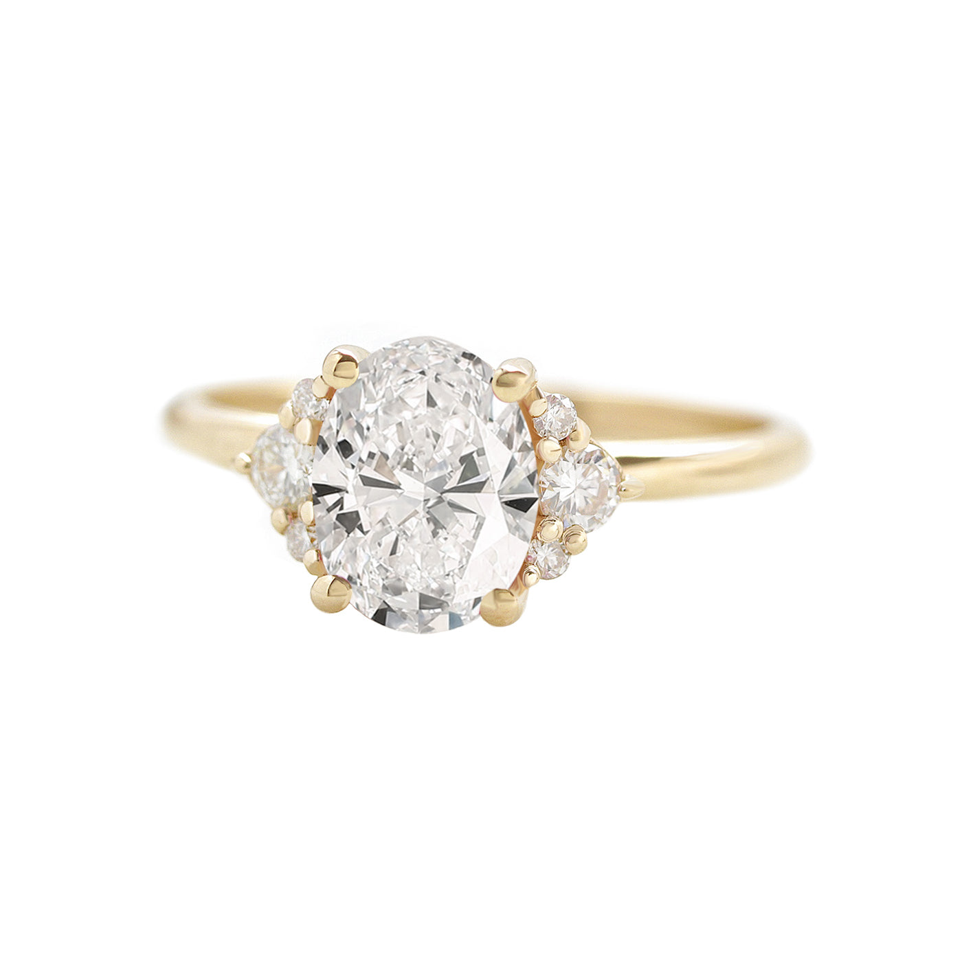 2.9 Carats Emerald Pave Styled Moissanite Engagement Ring