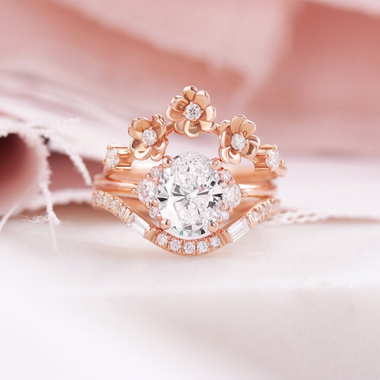 2.9 Carats Emerald Pave Styled Moissanite Engagement Ring